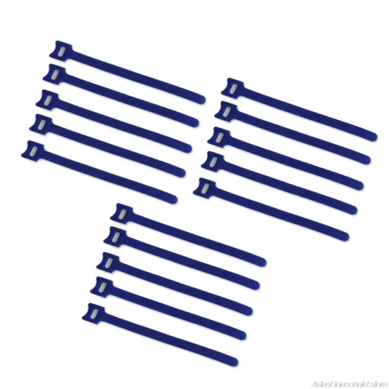 Tiras de Velcro reutilizables para envolver cables, cintas de Cable con cremallera, varios colores, surtido de tiras ajustables, , 8 unidades, 15 unidades: Blue