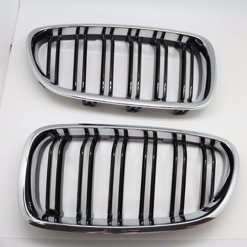 Argent + noir double aileron Grille avant Grille capot nez pour BMW F10 F11 5