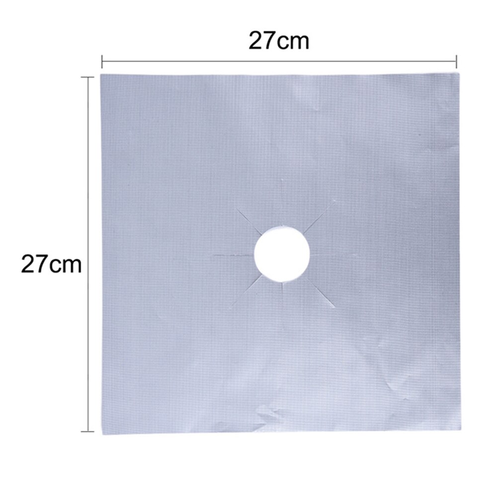 4Pcs Reusable Foil Gas Hob Range Stovetop Burner Protector Liner Cover For Cleaning Kitchen Tools Kitchen Tools: Silver