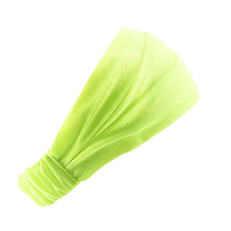 Stretchy dame bomuld hårbånd pandebånd kvinders pandebånd wrap hovedtørklæde kasket 2 in1 bandana turban hårtilbehør til piger: Fluorescerende grøn