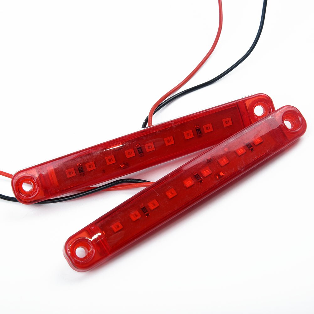 20pc set röd 9 led-lastbilsbelysning sidobil bussmarkeringsljus vattentät 24v uk-sto