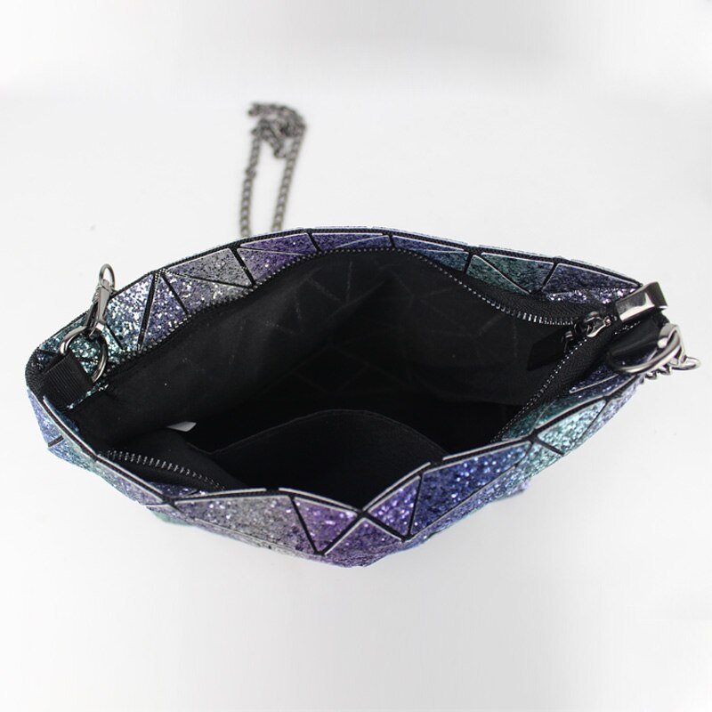 Handtas met ketting, dames crossbody schoudertas, geometrische lichtgevende clutch handtas, avondtasjes met traliewerk, bolsas