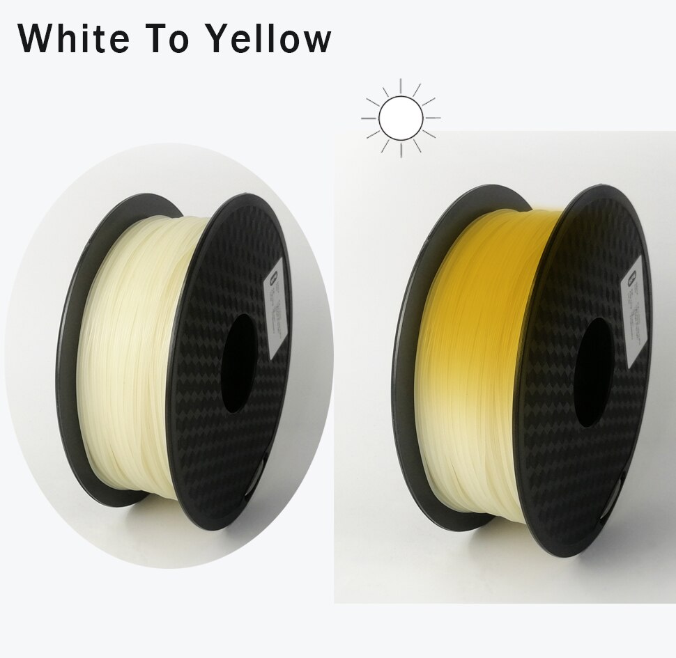 PLA Light Change Color 3D Printer Filament Printing Material Sublimation Plastic White to Pink Yellow Blue PLA for 3D Printer