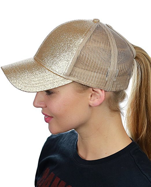 Liquidazione Baseball uomo donna Glitter coda di cavallo Snapback Casquette estiva regolabile Sunhat Mesh Trucker Hat Gorras Outdoor: Glitter gold