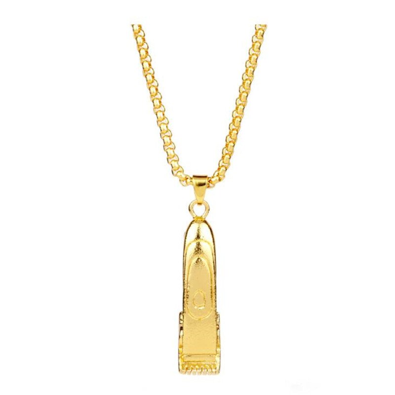 Barber Shop Pole Necklace Hair Dresser Tools 3D Barber Pole Razor Dryer Scissors Comb Hairdresser Pendants Necklaces Men Women: F gold