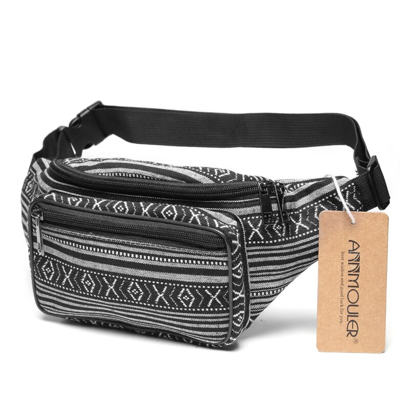 Annmouler mærke kvinder talje taske lærred fanny pack stor kapacitet talje bælte tas skul & rose hofte bryst taske til piger