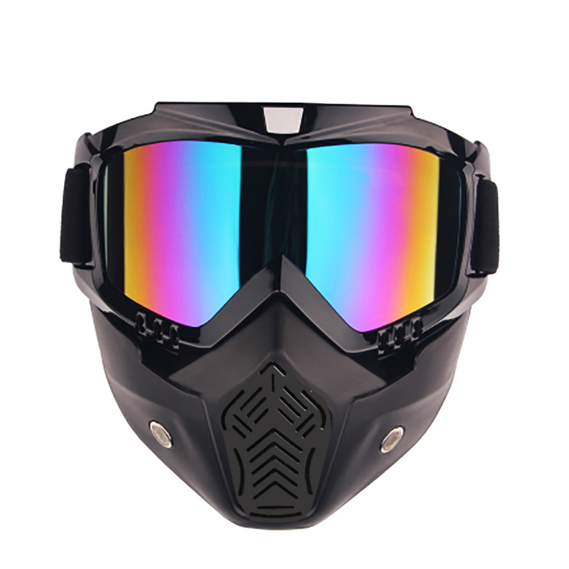 Lunettes pour casque de moto requin, Vintage, pour Motocross, rétro, coupe-vent, ouvert, masque: Style2 black color