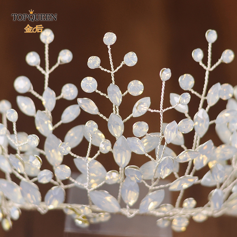 TOPQUEEN HP200 Bridal Tiara Crystal Wedding Tiara and Crown Crystal Bride Hair Jewelry Handmade Wedding Hair Accessories
