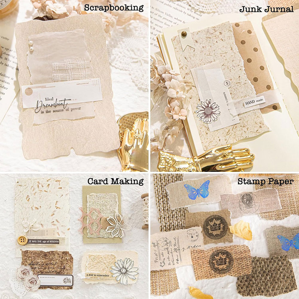 28 Sheets Aesthetic Scrapbook Paper Supplies Kit Relief Vintage Paper Scrapbooking Papers Embossed Textured Journal Decorative