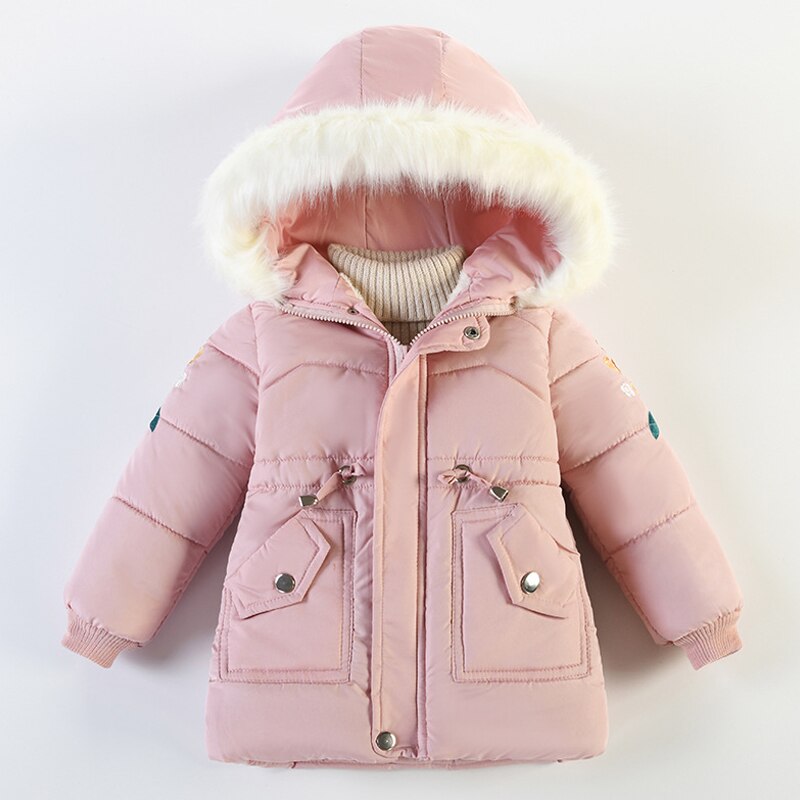 Neue Jahr 2022 Mädchen Mäntel Langarm Mit Kapuze Unten Jacke Für Kleinkind Mädchen Kleidung freundlicher Verdicken Winter Oberbekleidung 4-6 jahre: Rosa / 6