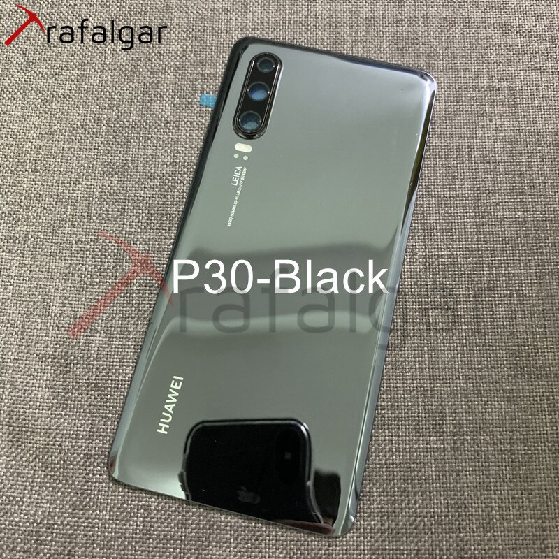 Original för huawei  p30 pro bakre batterilucka bakre glasdörr hölje fodral vog  l04 för huawei  p30 batterilock + kameralins: P30- svarta