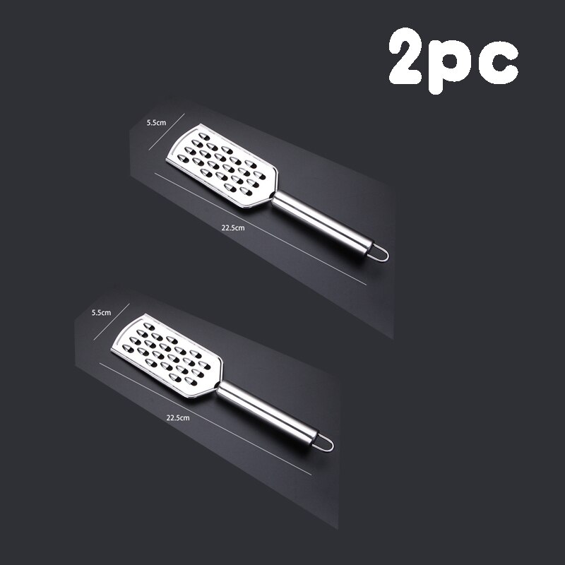 Cheese Grater Stainless Steel Grater Peeler Citrus Ginger Garlic Slicer Long Handle Cheese Planer Shavings Knife Kitchen Tool: Silver-L-2PC