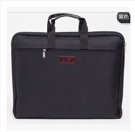 Zipper oxford cloth paper folder for document A4 portable double layer fillings computer holder filling office bag: black