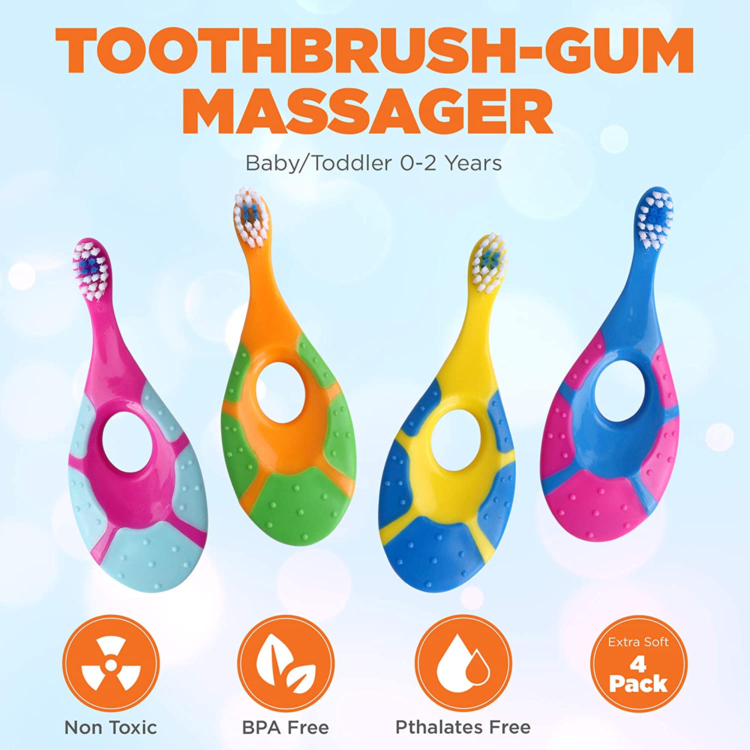 2Pcs Childrens Bucket Soft Bristle Toothbrush, Non Slip Handle, Large End Ultra Dense Soft Bristle Toothbrush, for Kids Gum Care