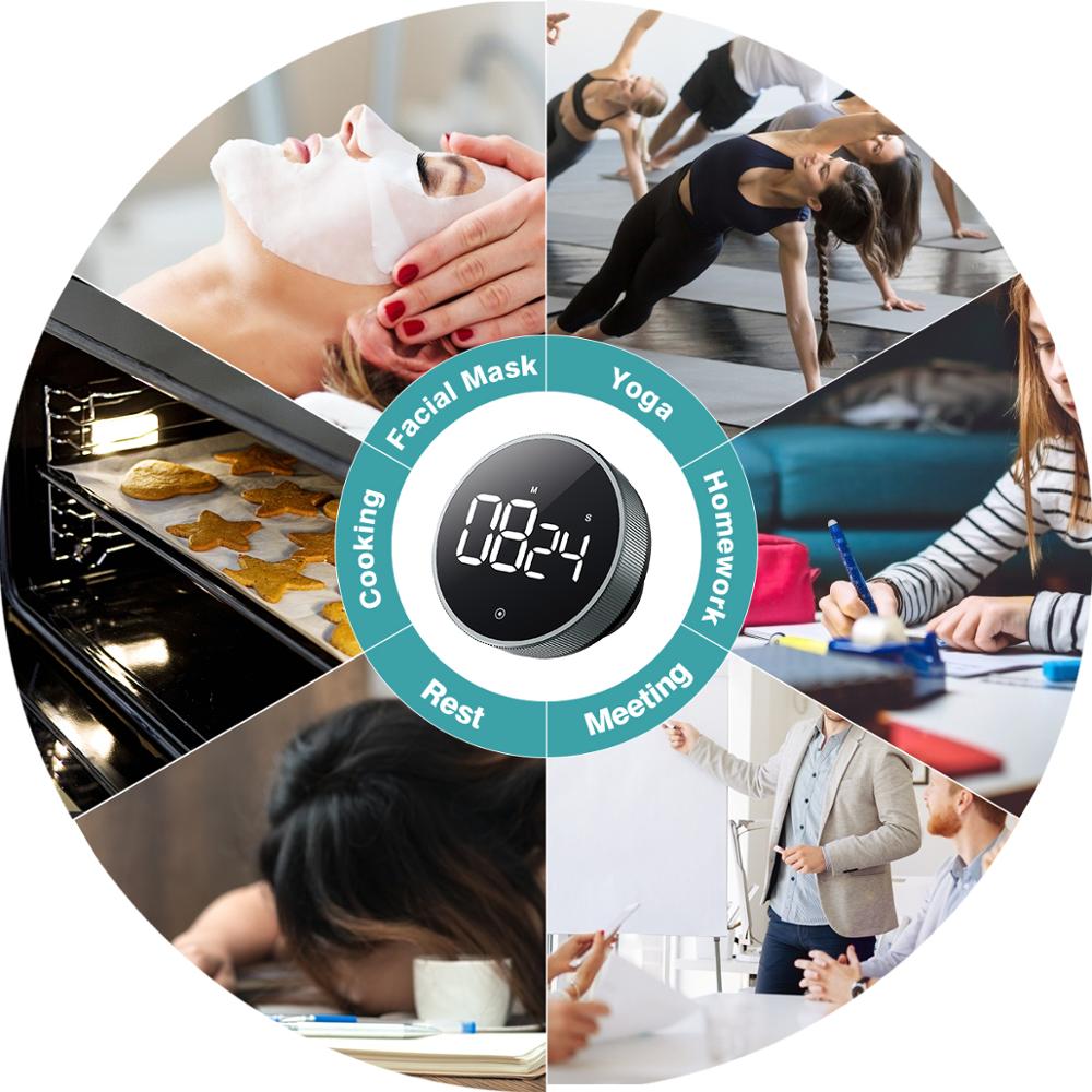 OVEKI LED Magnetic Digital Timer for Kitchen Cooking Shower Study Stopwatch Metal Knob Alarm Clock Manual Electronic Countdown