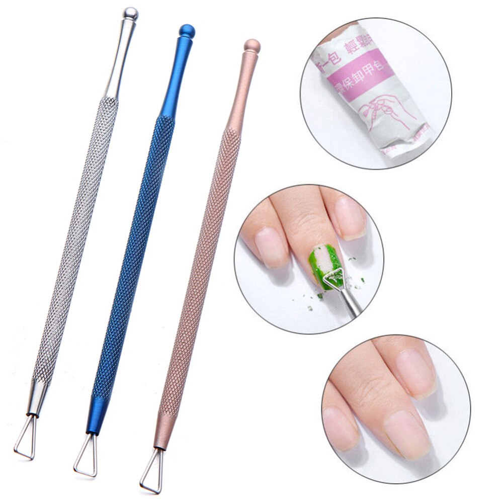 ELECOOL 1 st Rvs UV Gel Nagellak Remover Driehoek stok Staaf Nail Dode Huid Bokkenpootje Manicure Nail Care Tool