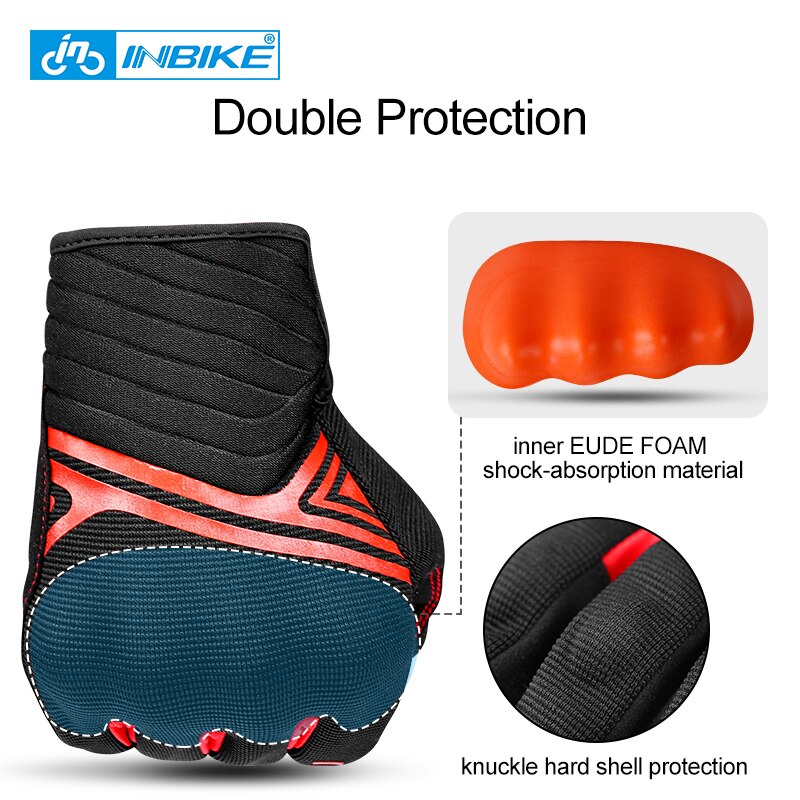 INBIKE-guantes para bicicleta resistentes a golpes, transpirables, para montar en bicicleta de montaña, con pantalla táctil de dedo completo para hombre