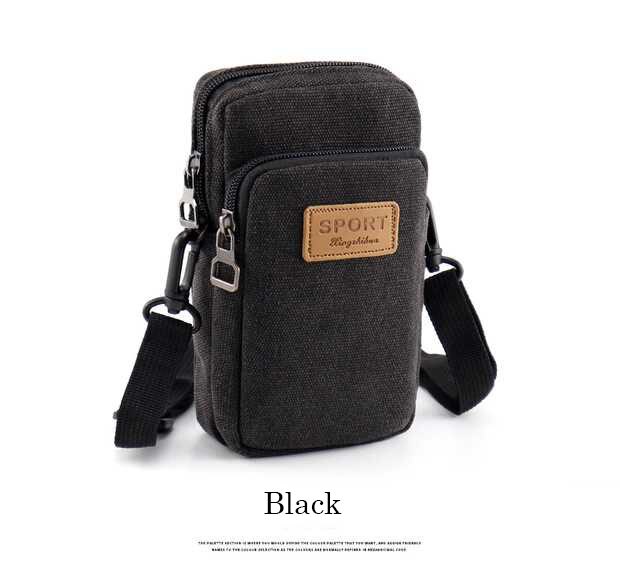 Universale 6.5 ''Impermeabile Multifunzionale della tela di canapa sacchetto del telefono del Sacchetto di Spalla Della Borsa Casual Crossbody bag Borse Messenger per Gli Uomini Uomo: Black