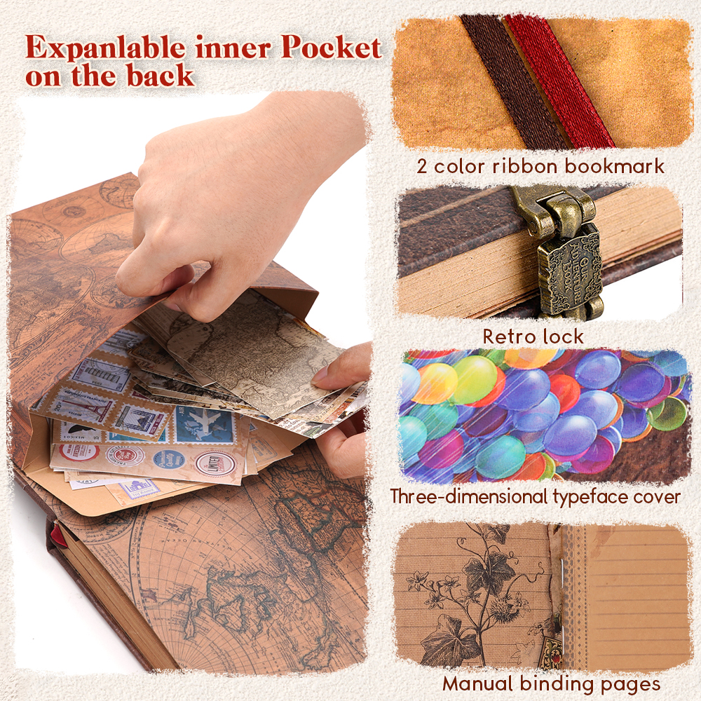 Álbum de fotos hecho a mano DIY de 146 páginas, álbum de recortes, nuestro libro de aventuras, álbum Retro Kraft, recuerdo de aniversario, boda, del día de la madre