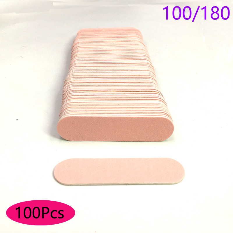 Limas de madera desechables para manicura, papel de lija, pulido, Mini lima de uñas, 100 Uds.: Pink