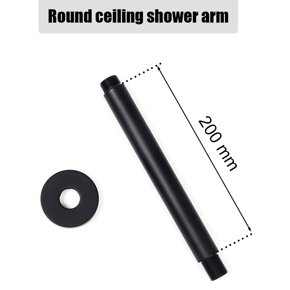 Black Round and Square Rain Shower Head Ultrathin 2 mm 8 10 12 Inch Choice Bathroom Wall & Ceiling Mounted Shower Arm