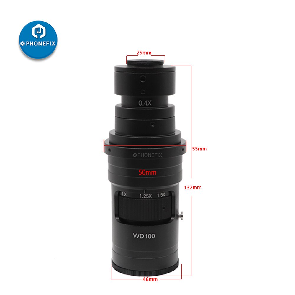 Adjustable Magnification 120X 130X 180X 200X 300X Zoom C Mount Lens Industry Video Microscope Camera for phone PCB SMD Soldering
