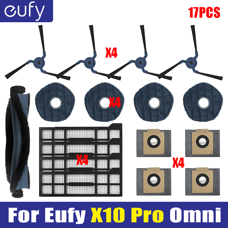 Piezas de repuesto para Eufy X10 Pro Omni, accesorios, filtro de Cepillo Lateral de rodillo, paño de mopa, almohadillas, bolsa de polvo, pieza de aspiradora: Caqui oscuro