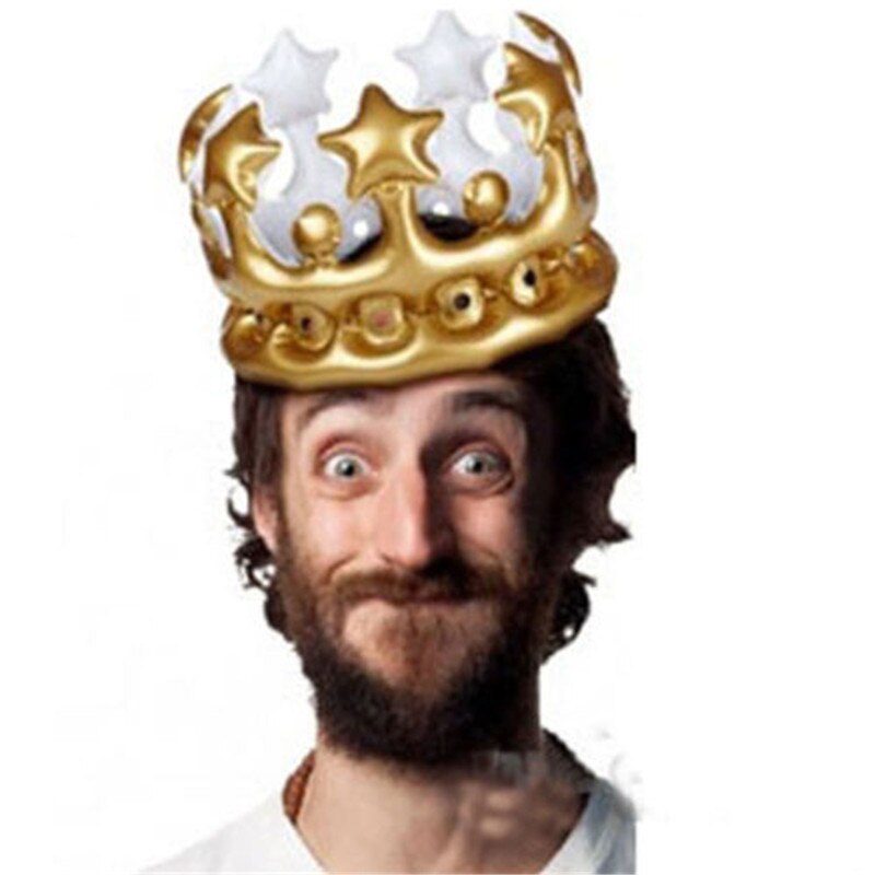 Decorazione gonfiabile del partito del giocattolo del re del cappello di buon compleanno adulto della corona d&#39;oro gonfiabile calda di Slae