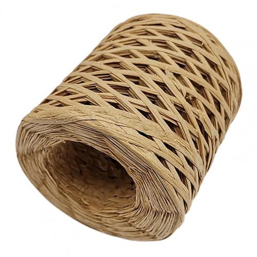 200m/Roll Hand-knitted Lafite Raffia Yarn Straw Paper Yarn Baking Packaging Belt Rope Crocheting Hat Bags 12 Colors: Khaki