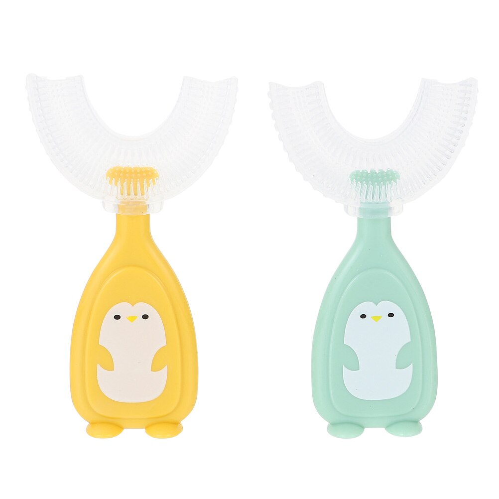 2Pcs Cartoon spazzolini da denti a forma di U adorabili spazzolini da denti in Silicone spazzolini da denti per bambini: Default Title