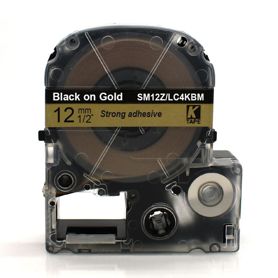 CIDY 12mm Schwarz auf Weiß SS12KW/LC-4WBN9 LC-4WBN LC4WBN kompatibel Etikett Band SC12YW für kingjim drucker für LW300 LW400: Schwarz an Gold