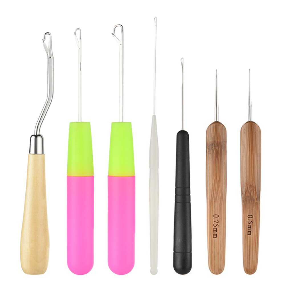 7pcs/Set Latch Hook Plastic Crochet Needle Braiding Latch Hook Weaving Hair Dreading Hooks Tool Weaving Hair Dreadlock Craft: Default Title