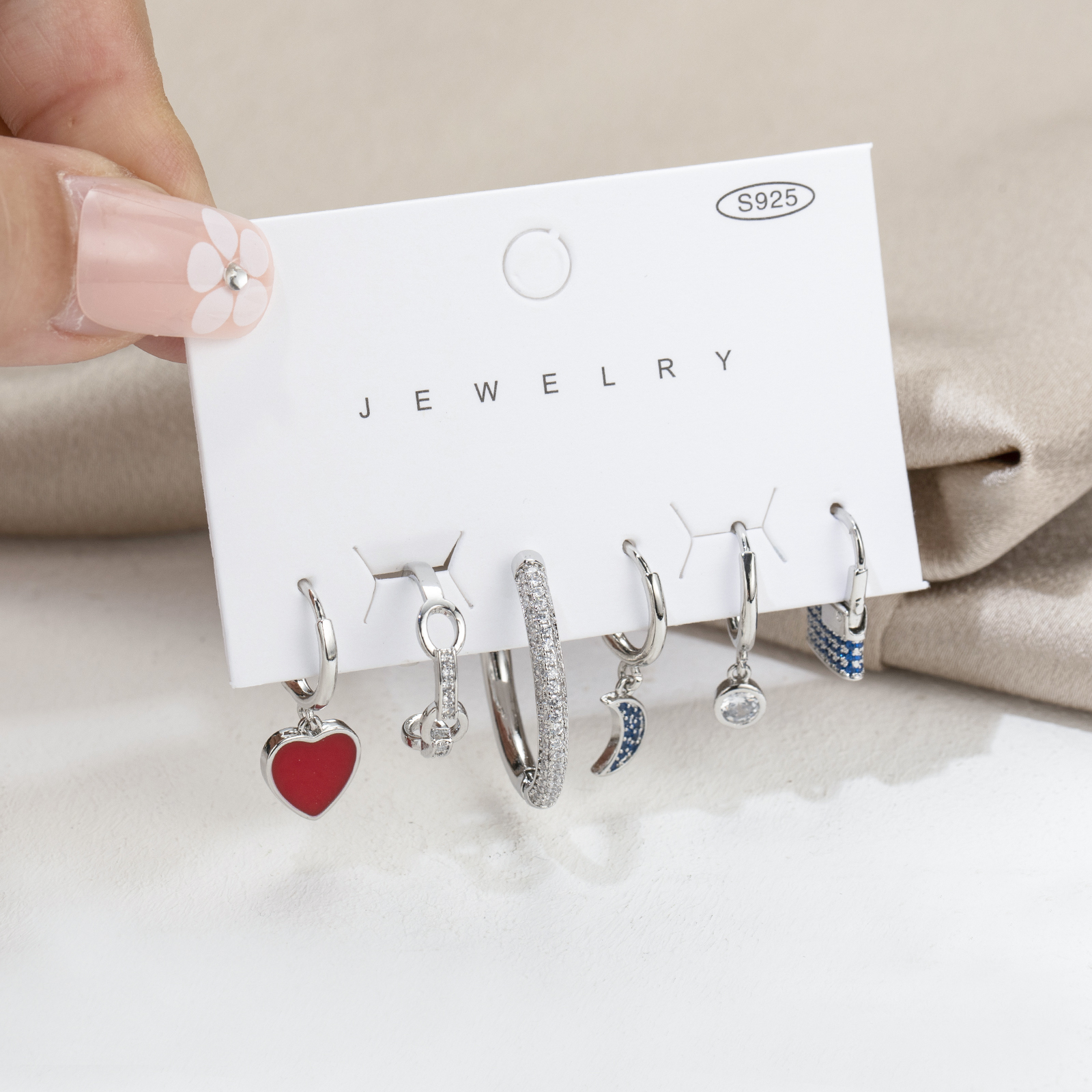 Sipengjel 6 pçs conjunto pequenos brincos de argola conjunto pérola flor folha acessórios conjunto balançar brincos de gota para festa feminino jóias presente: ETZ0026 S
