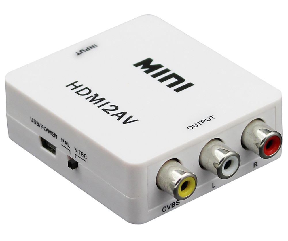 Mini HD Video Converter Box HDMI naar RCA AV/CVSB L/R Video 480 P 720 P 1080 P HDMI2AV Ondersteuning NTSC PAL Output HDMI NAAR AV Adapter