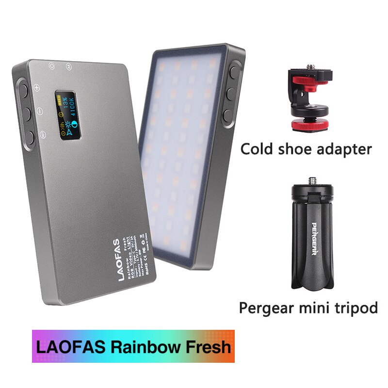 LAOFAS-miniluz LED para vídeo, luz de relleno portátil a todo Color, arcoíris Fresh RGB 2500K-8500K, para estudio de grabación de cámara: 1 light(F) kit