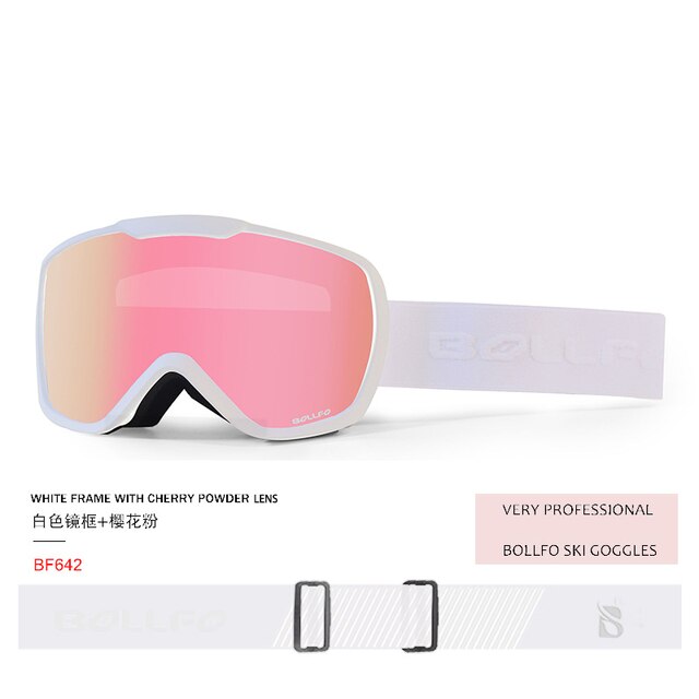 Double-Layer Skibril Grote Cilindrische Double-Layer Anti-Fog Ski Bril Voor Mannen En Vrouwen Ski apparatuur Kan Dragen Bijziendheid: Roze