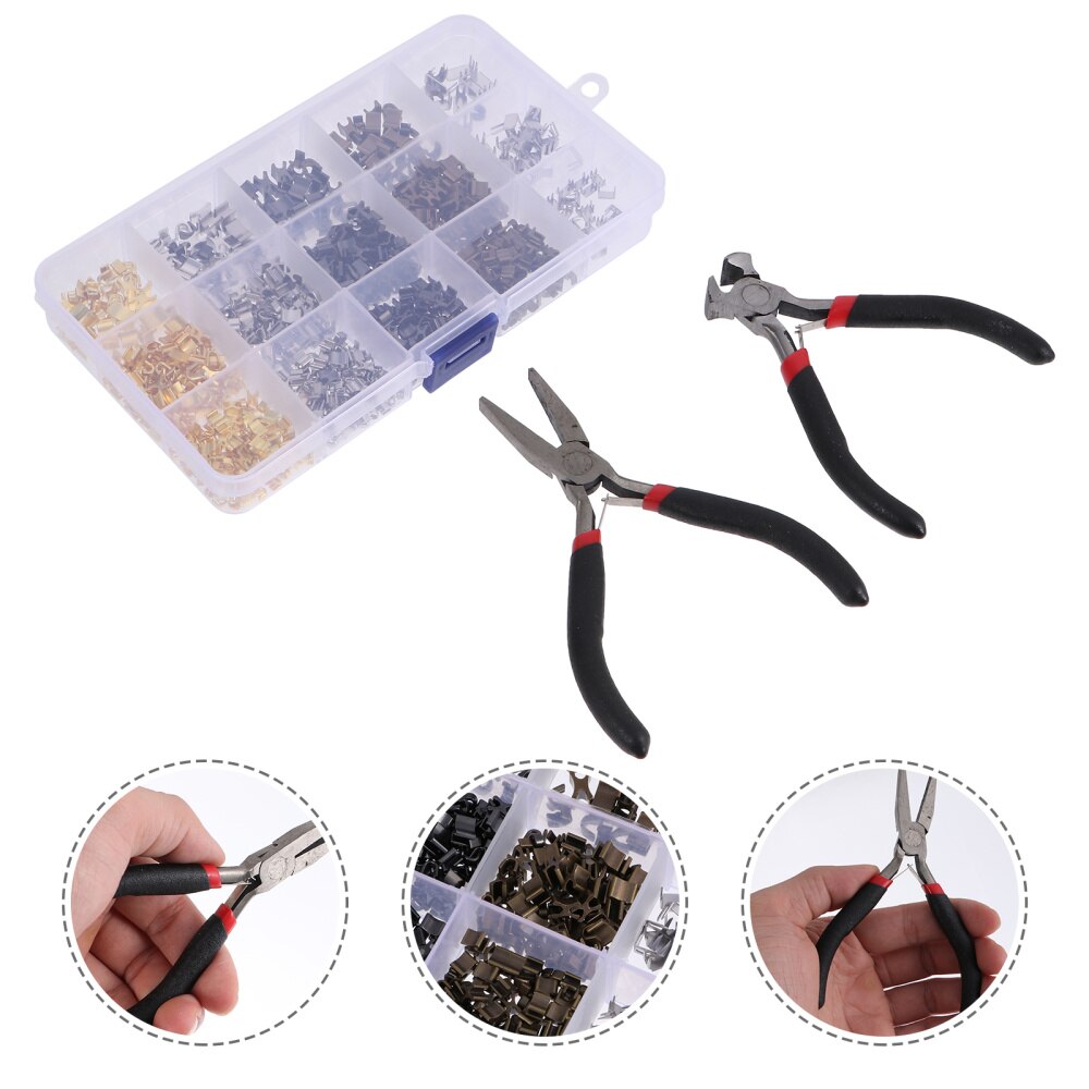 Kit de reparación de cremalleras, tapón superior con cremallera, suministros de reparación de ropa con alicates, 1 Juego: Default Title
