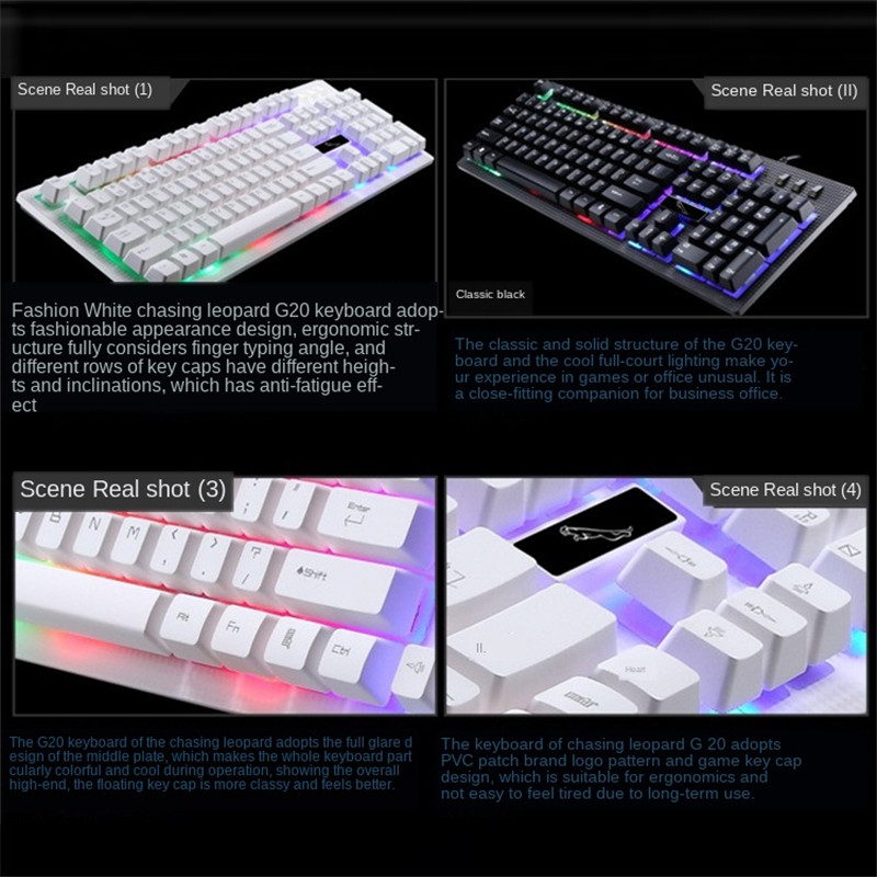 Ergonomische Gaming Toetsenbord Muis Coumbos Rainbow Backlit Lichtgevende Toetsenbord Drijvende Keycaps Mechanische Voelen Voor Pc Ps Xbox Gamer