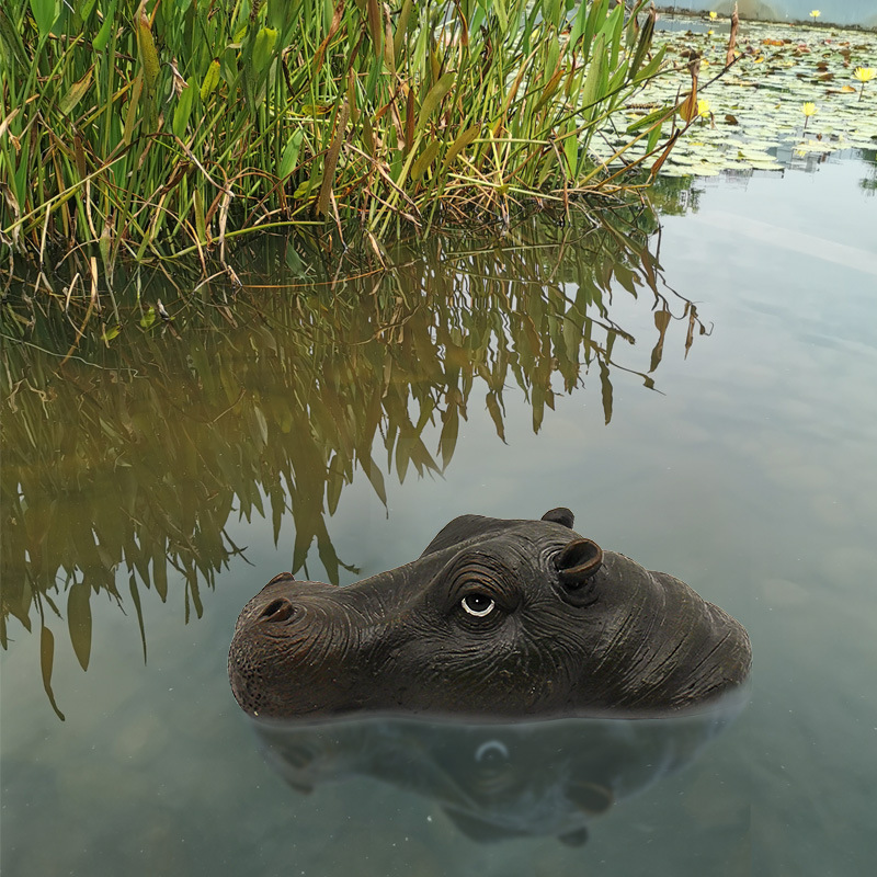 Tête d&#39;hippopotame, dos de requin effrayant, étang de jardin, ornements d&#39;animaux flottants, jouets amusants, décoration de Simulation de poisson de piscine: 3