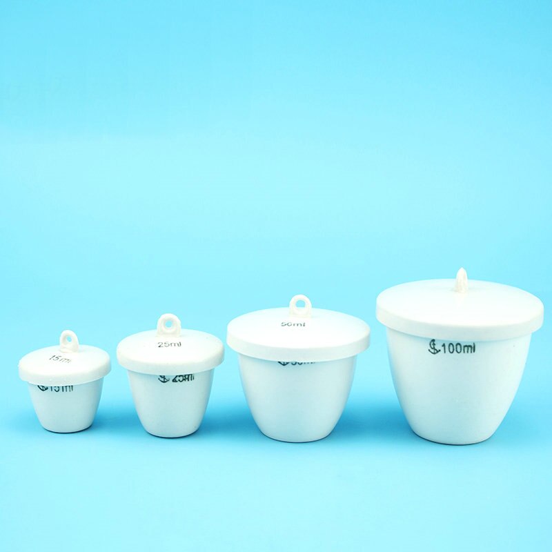 Crisol de porcelana de 5ml a 300ml, crisol leramico de cerámica con tapa para laboratorio escolar, Labwares de experimentos de labratorio