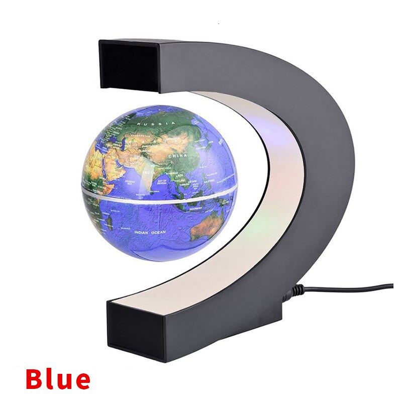 Decoration Magnetic Levitation Floating Globe World Map 3 inch anti gravity globe LED Light Christmas children novelty Xmas: blue