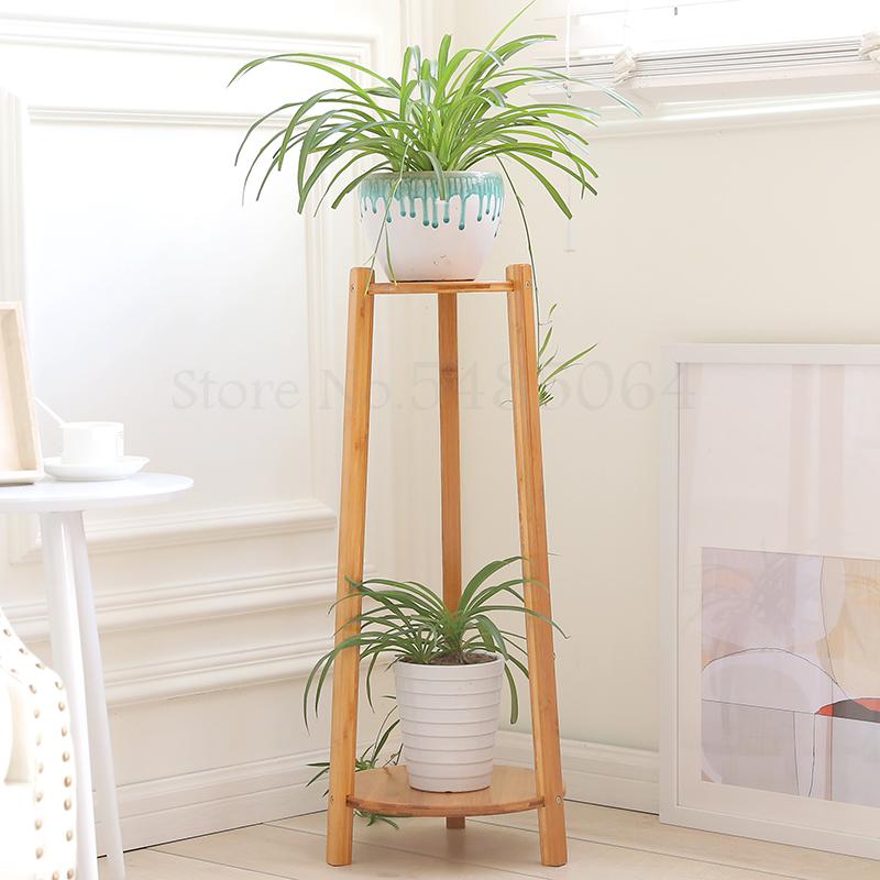 Flower Stand Living Room Interior Multi-layer Flower Stand Bamboo Balcony Floor Flower Pot Stand Garden Flower Shelf