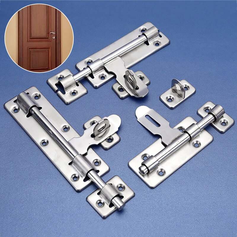 Silver Door Sliding Bolt 4/6/8 inch Stainless Steel Door Latch Hardware for Home Hardware Gate Safety Door Bolt Latch Lock