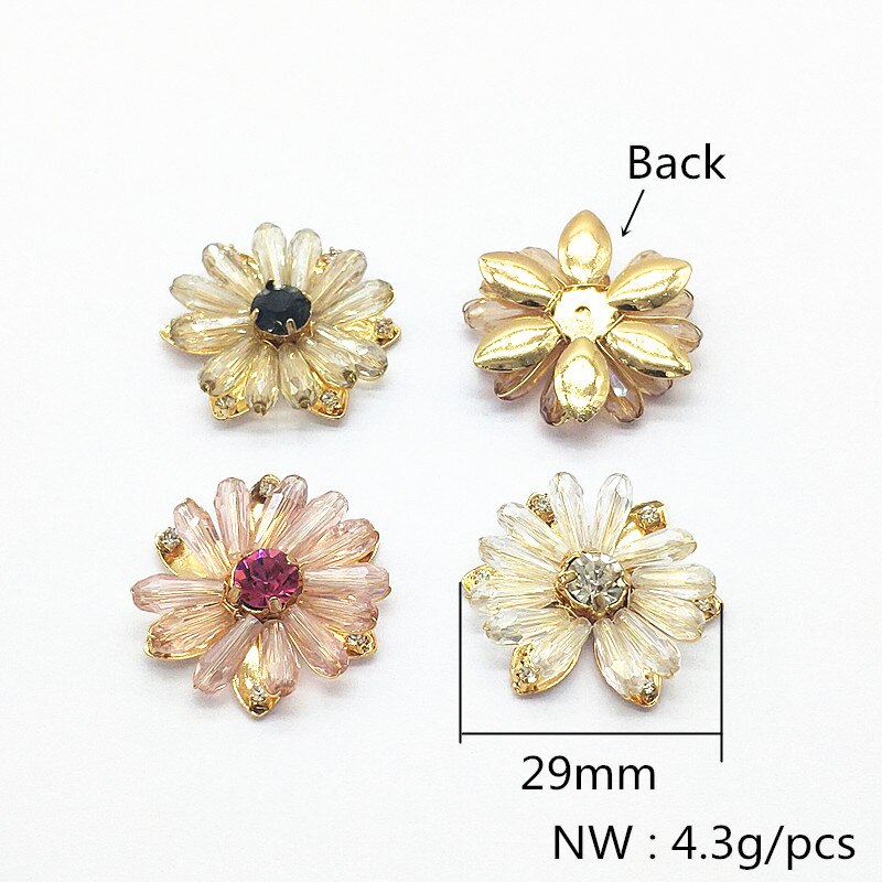 ! 29Mm 20Pcs Koper/Crystal Platte Achterkant Bloem Vorm Charme Voor Oorbellen Maken/Diy Onderdelen, sieraden Vinden & Component