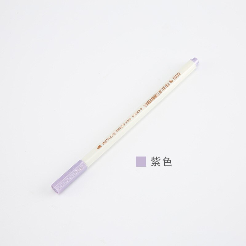 STA Metallic Colorful Brush Marker Pens 10 Colors Available Paint Pens for Decoration Photo Album Note book 1 Piece: purple