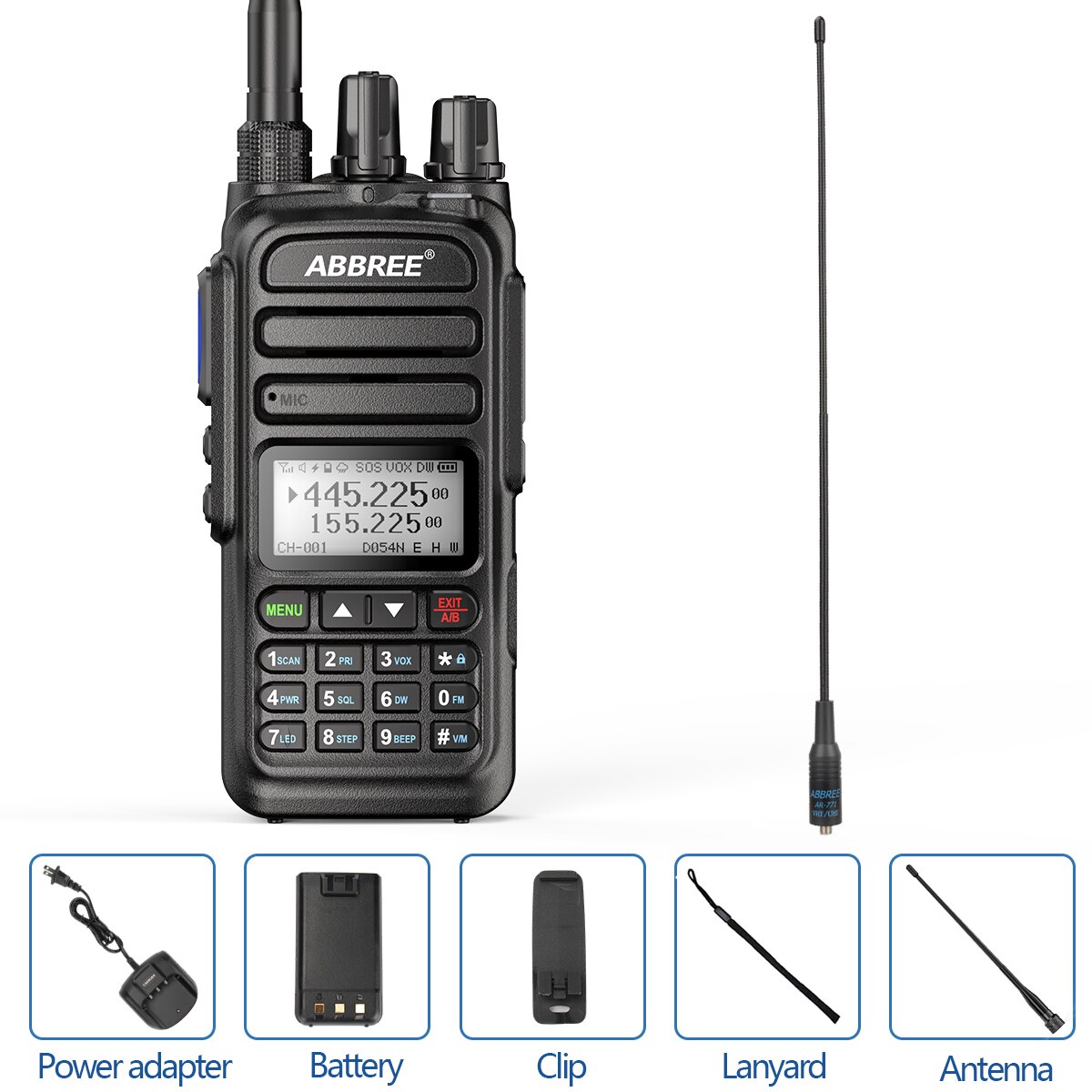 ABBREE-walkie-talkie AR-830, banda de aire de 136-520MHz, frecuencia de copia inalámbrica, soporte tipo C, Radio bidireccional Amateur: add 771