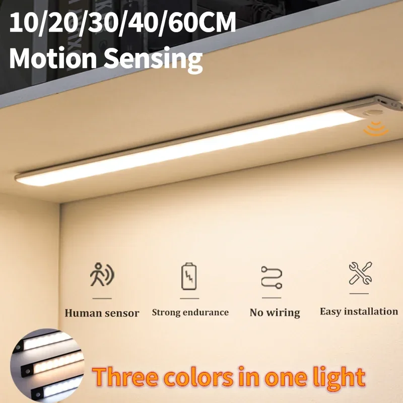 Czujnik ruchu LED pod oświetleniem szafki szafka sypialnia szafa szafa oświetlenie wewnętrzne oświetlenie lampka nocna 10/20/30/40/50/60cm
