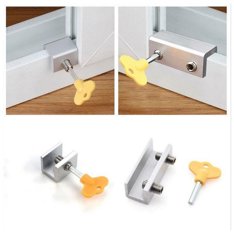 Aluminum Window Stopper Lock Door Frame Security Locks Adjustable Sliding Window Locks with Key Patio Door Lock