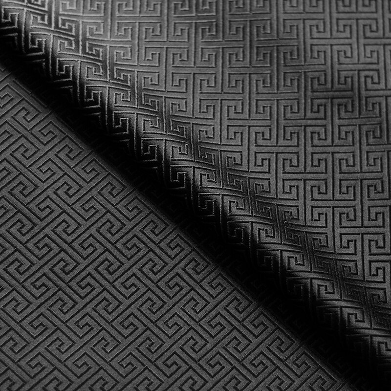 Kinesisk stil brokade jacquard satin stof materiale til syning cheongsam kimono og tasker til gør-det-selv: Sort