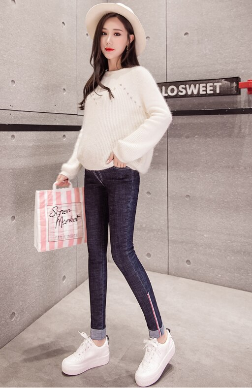 Zwangerschapsjeans met stretch, skinny donkerblauw denim